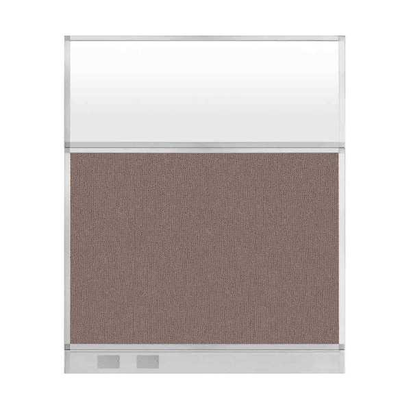 Versare Hush Panel Configurable Cubicle Partition 5' x 6' Latte Fabric Frosted Window w/ Cable Channel 1856413-3 - main